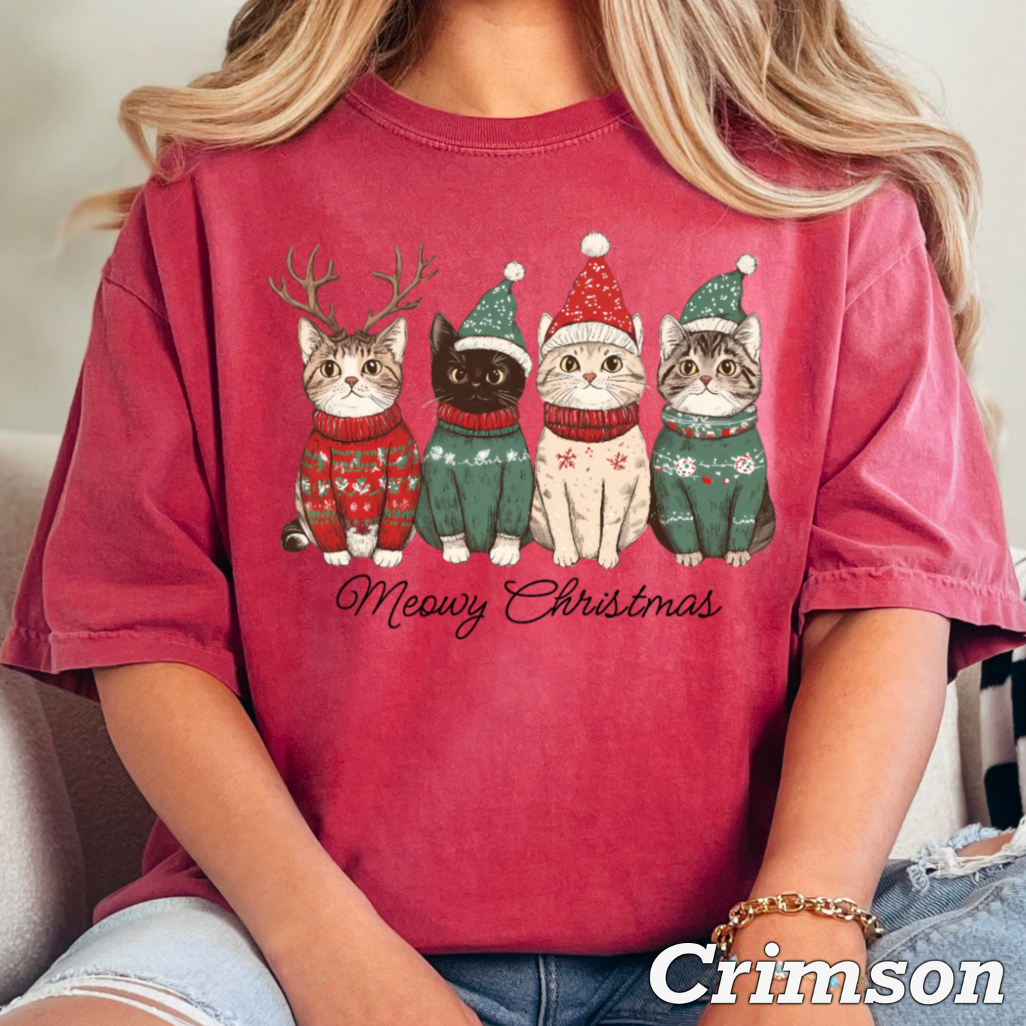 Meowy Christmas Comfort Color Graphic Tee