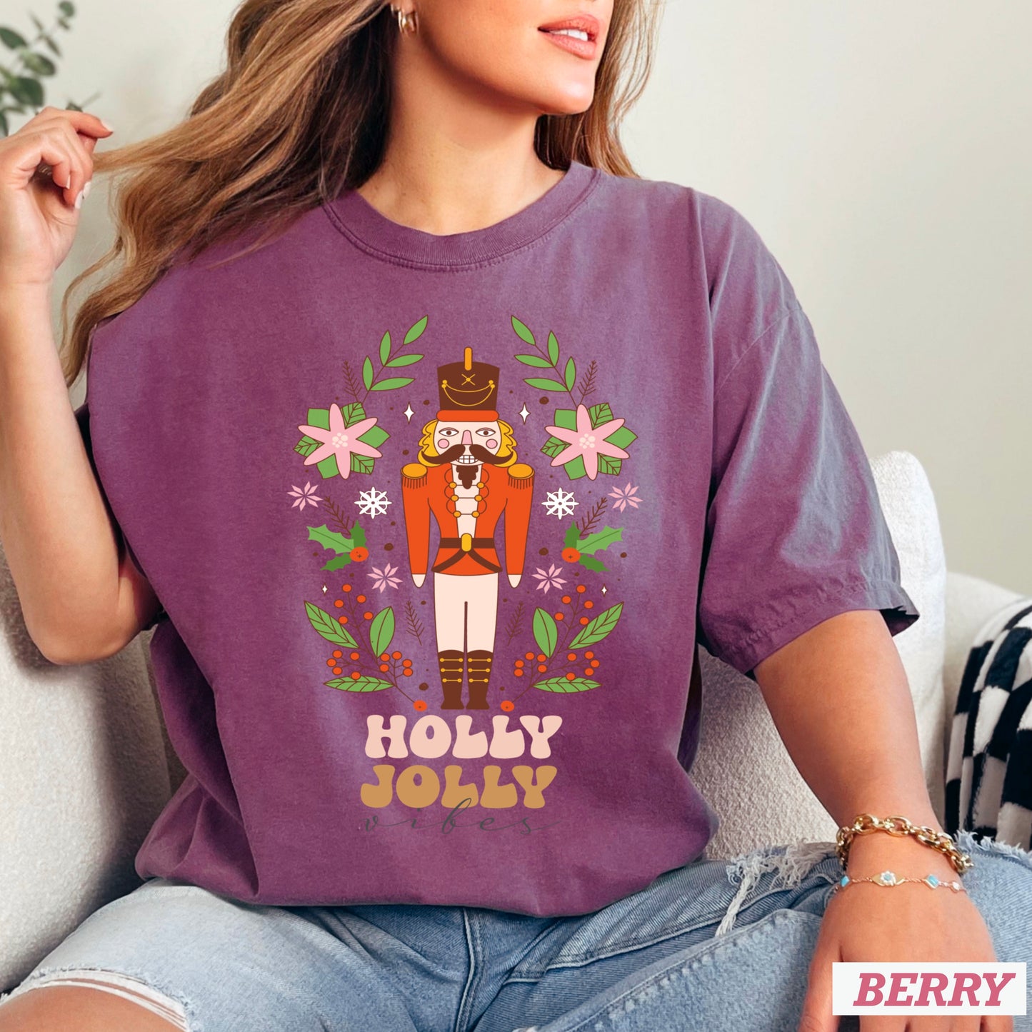 Holly Jolly Vibes Nutcracker Comfort Color Graphic Tee