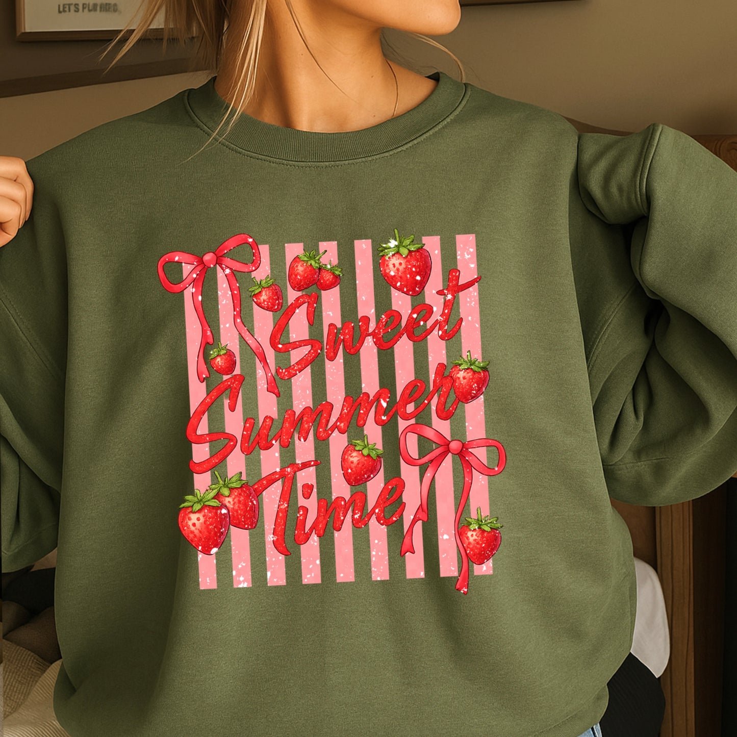 Sweet Summertime Strawberries Crewneck Sweatshirt