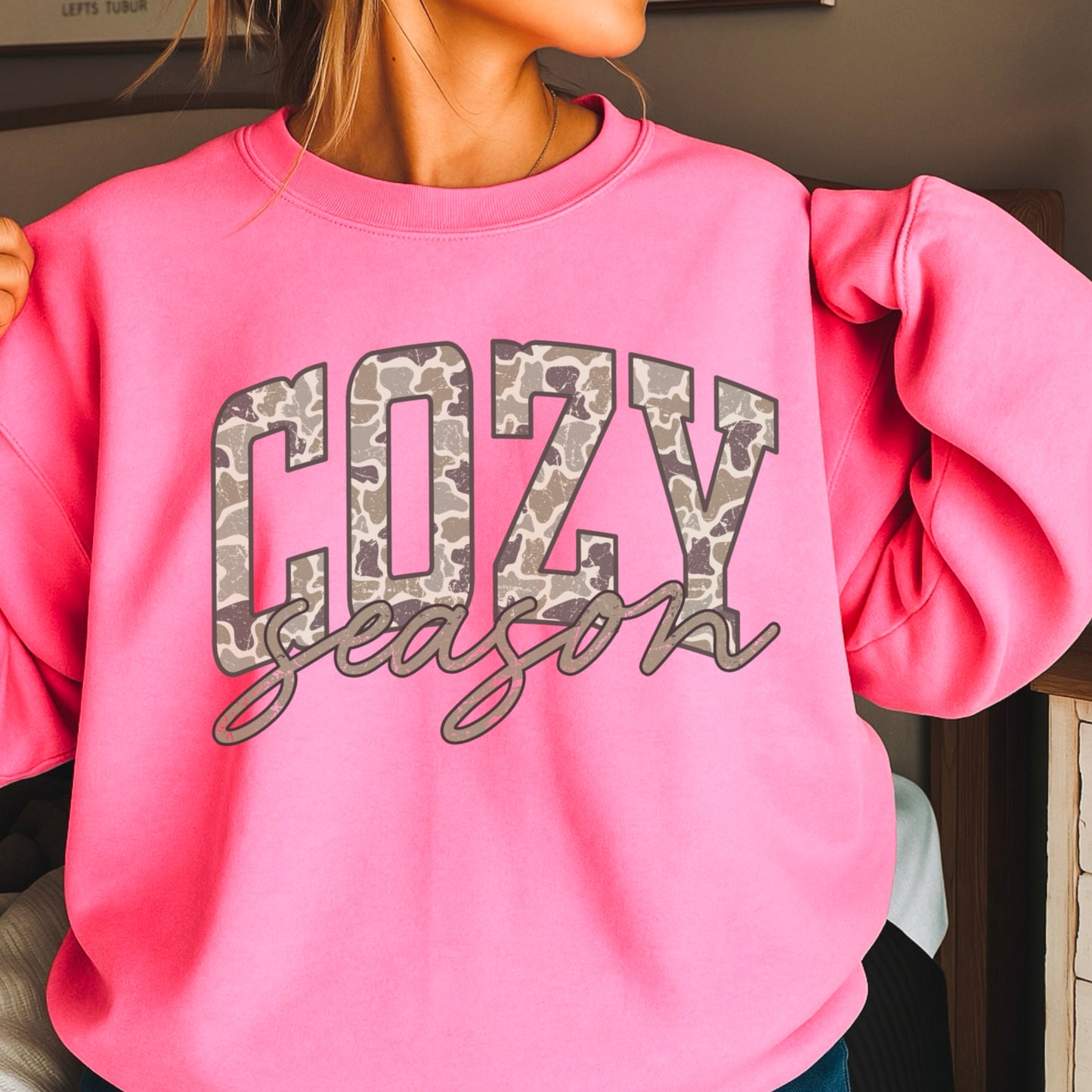 Camo Cozy Season Crewneck Sweatshirt