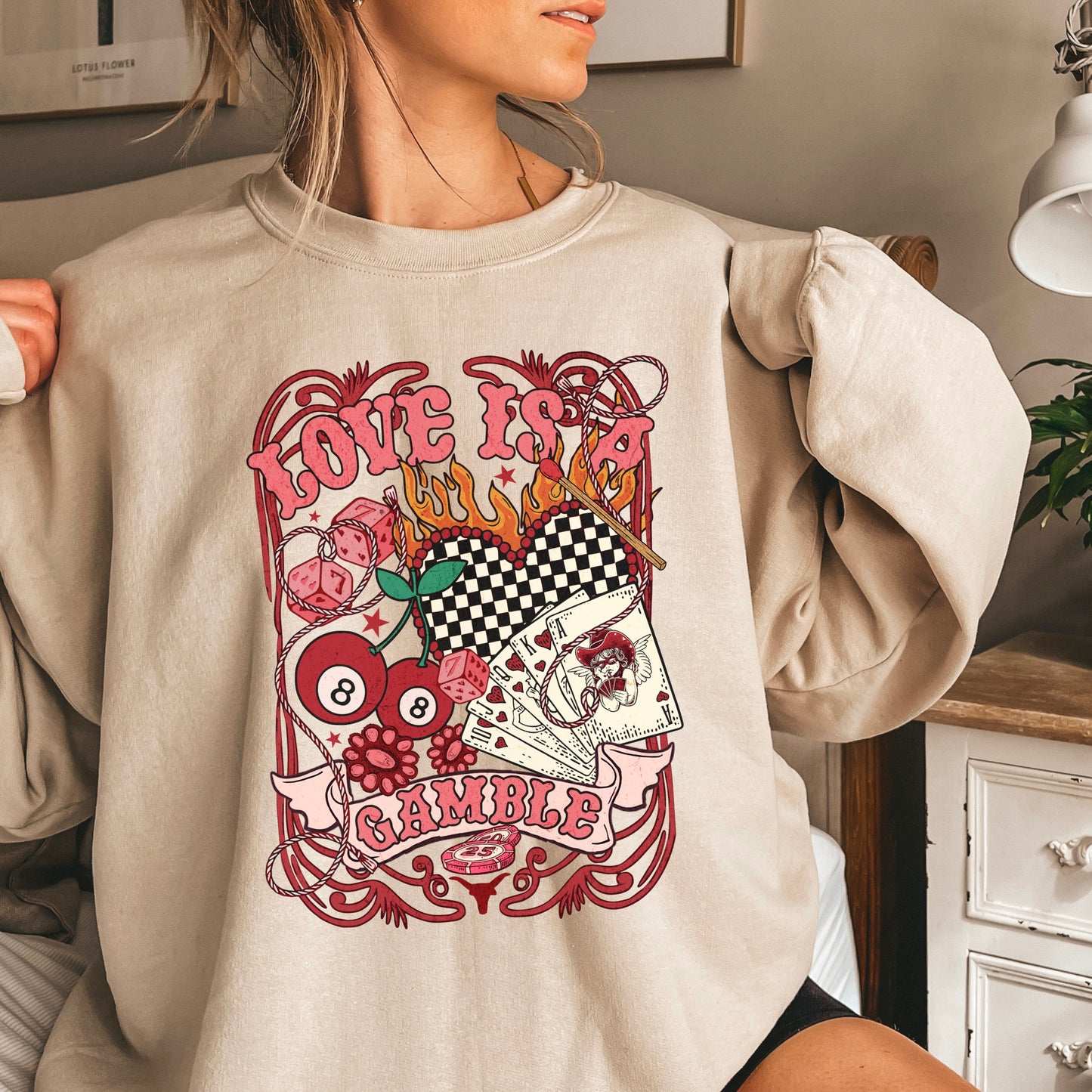 Love Is A Gamble Valentine’s Day Crewneck Sweatshirt