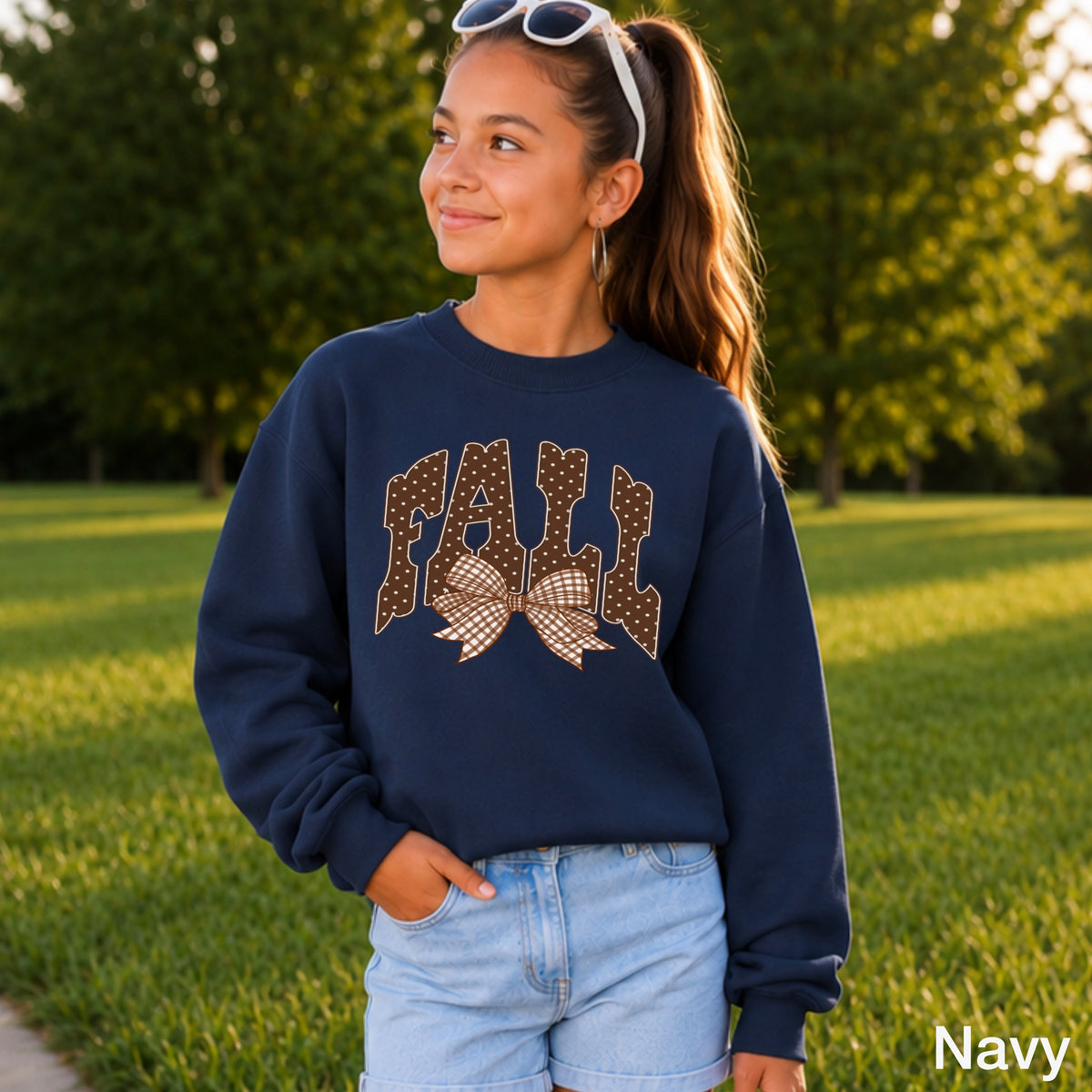 Fall Gingham Youth Crewneck Sweatshirt
