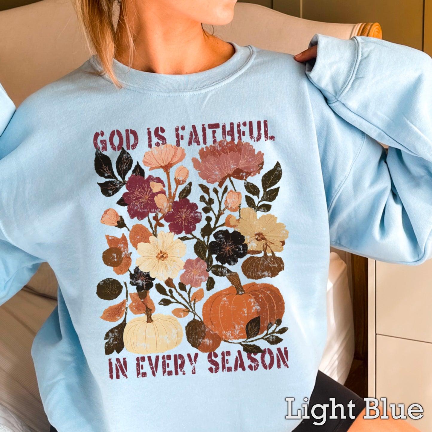 God Is Faithful In Every Season Plum Crewneck Sweatshirt