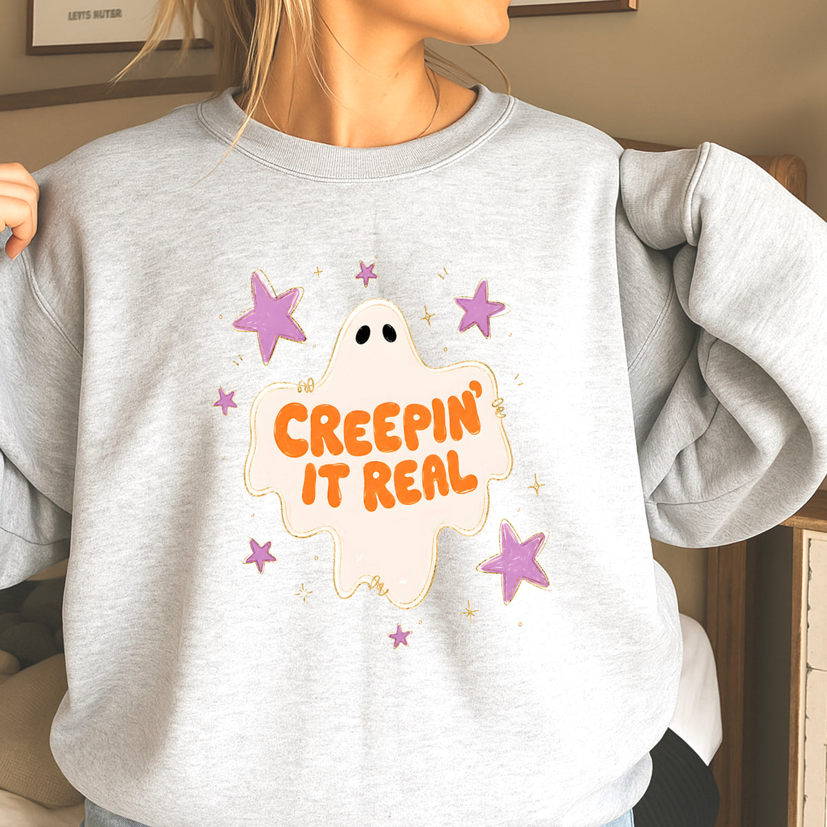 Creepin It Real Halloween Crewneck Sweatshirt