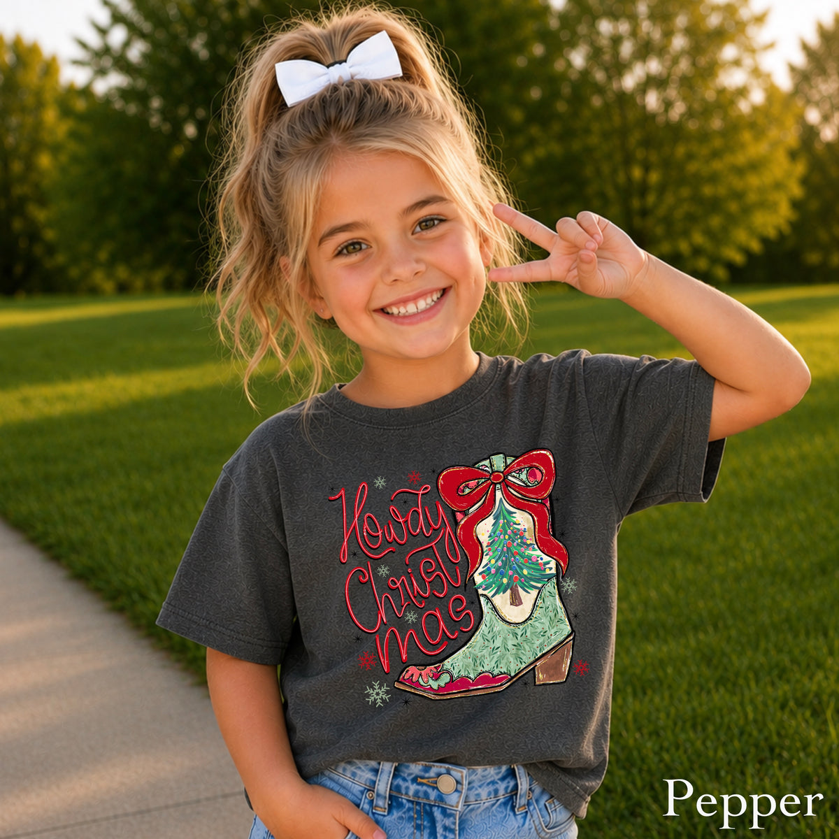 Howdy Christmas Youth Comfort Color T-Shirt