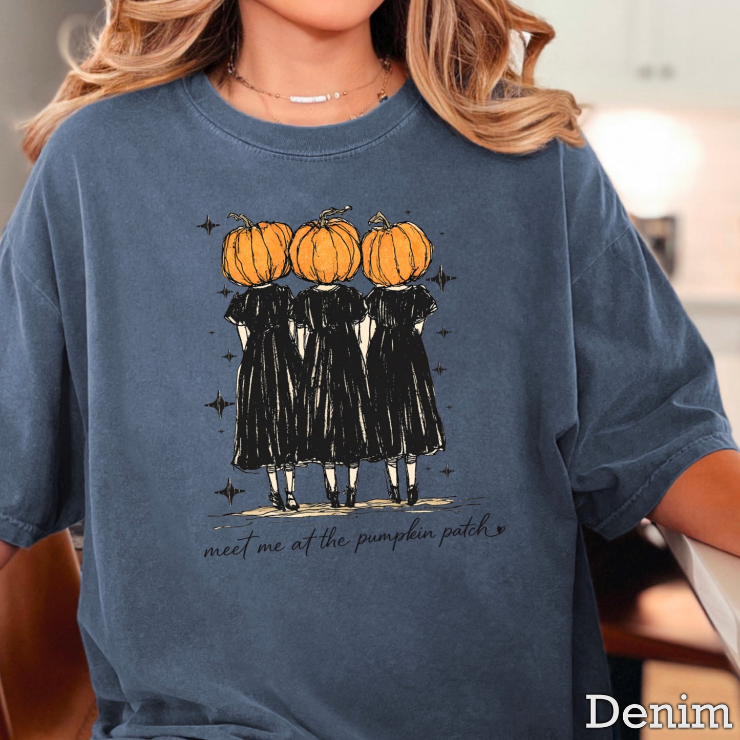 Meet Me At The Pumpkin Patch Halloween Comfort Color Graphic Tee