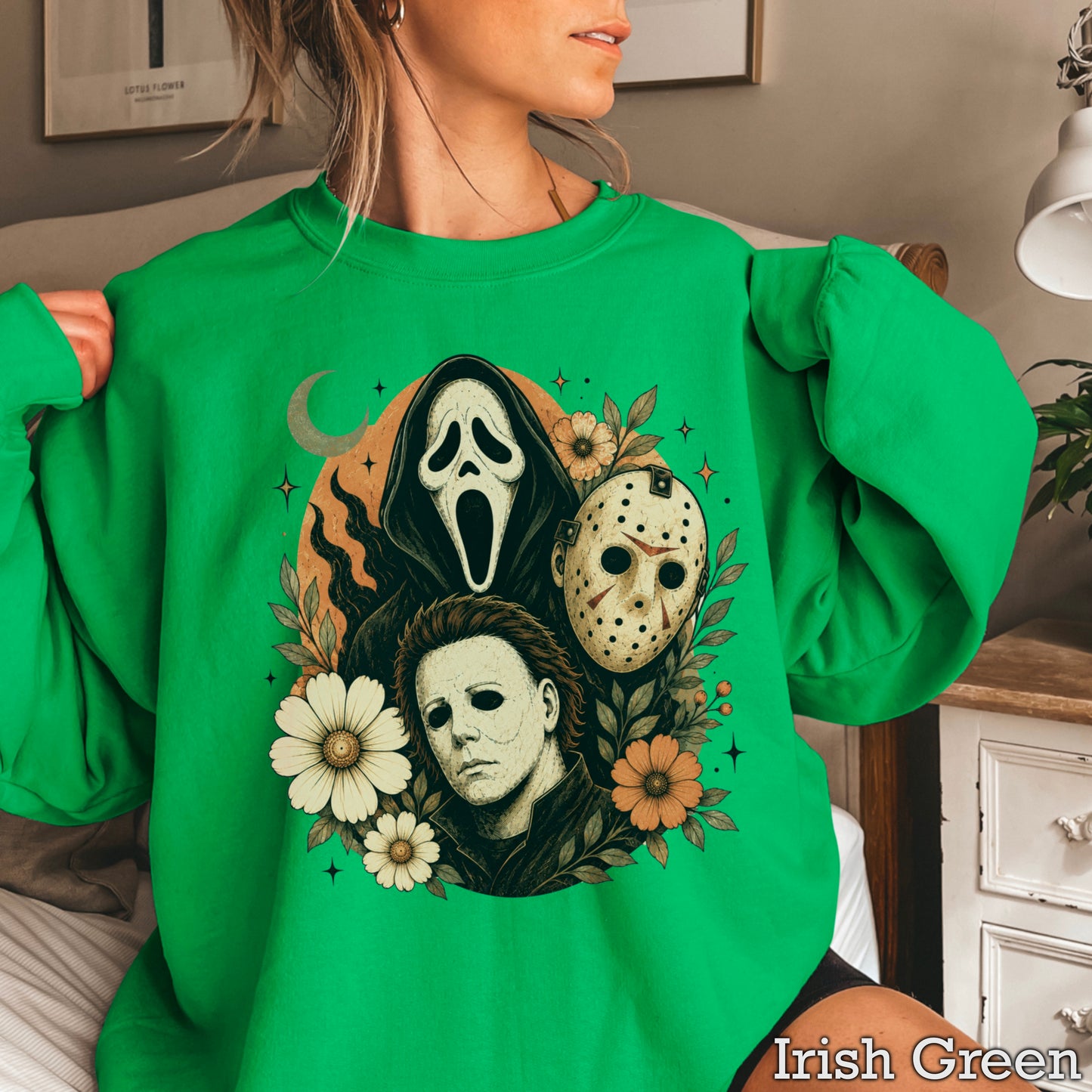Floral Halloween Characters Crewneck Sweatshirt