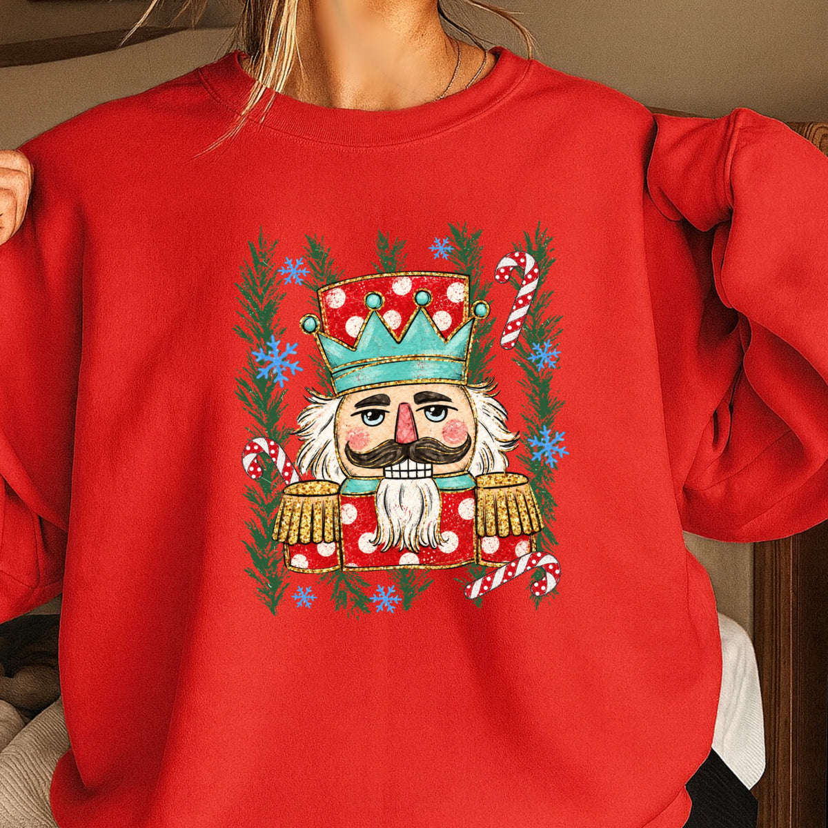 Preppy Nutcracker Christmas Crewneck Sweatshirt