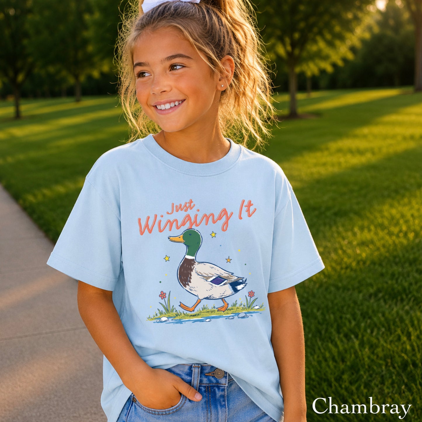 Just Winging It Mallard Duck  Youth Comfort Color T-Shirt