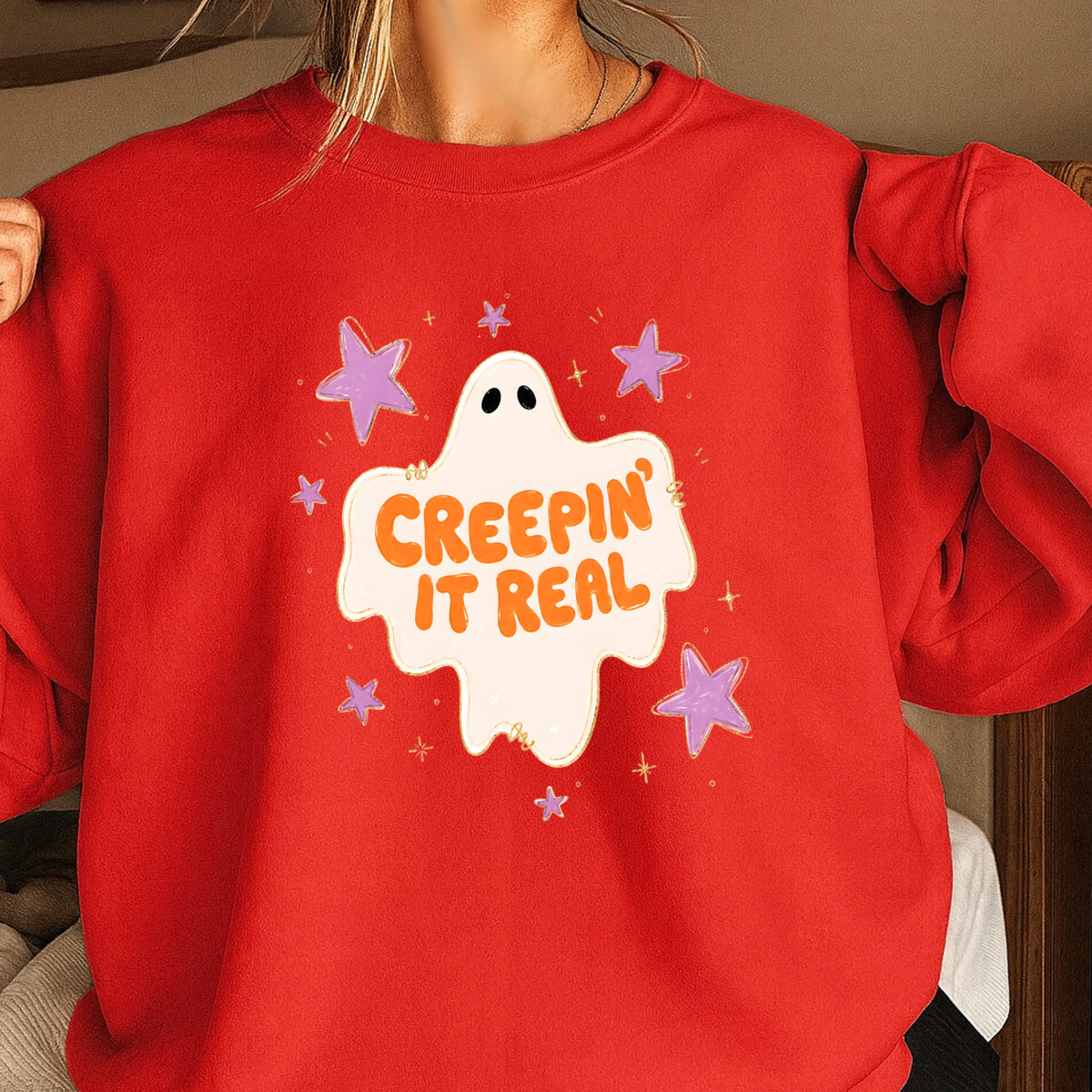 Creepin It Real Halloween Crewneck Sweatshirt