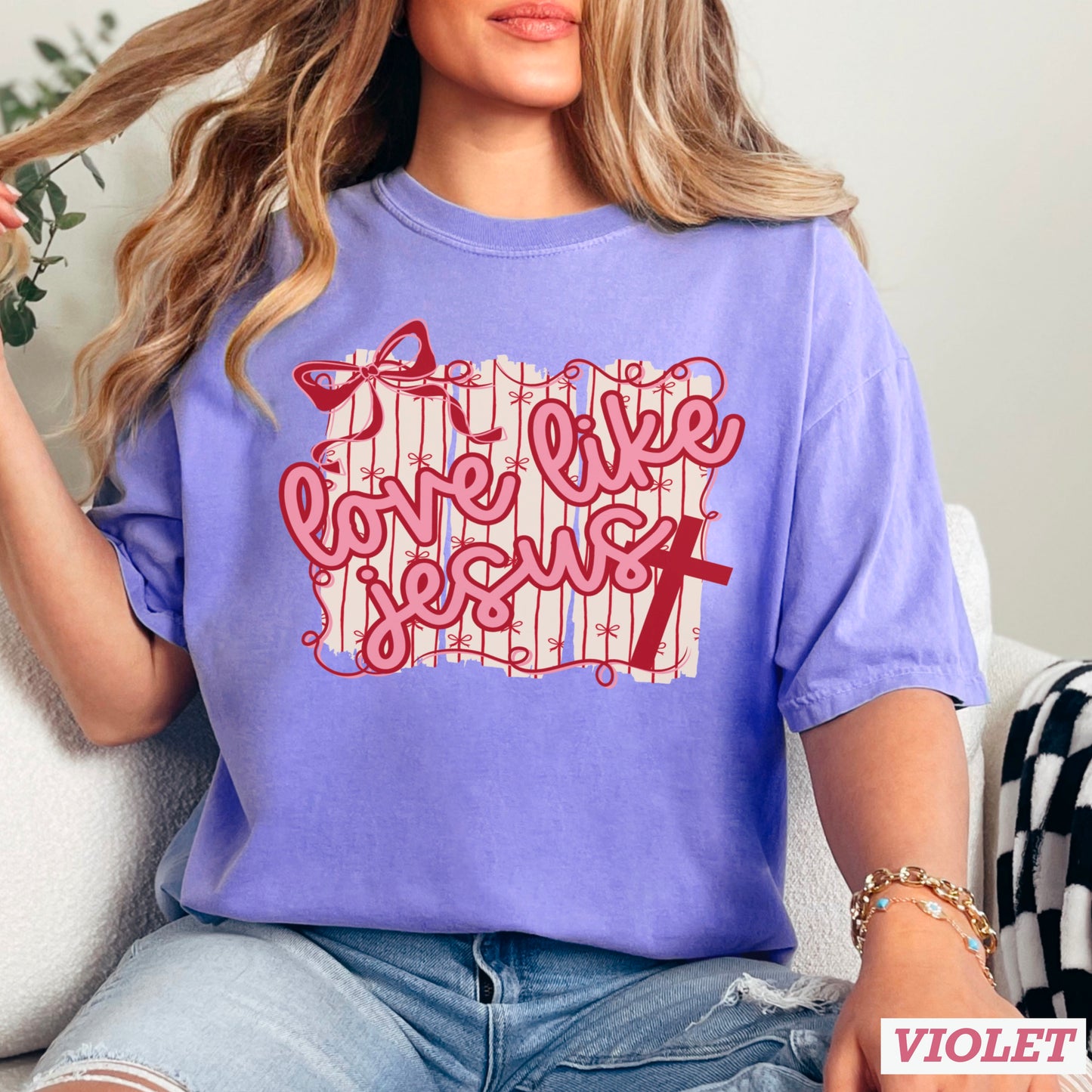 Love Like Jesus Valentine’s Day Comfort Color Graphic Tee