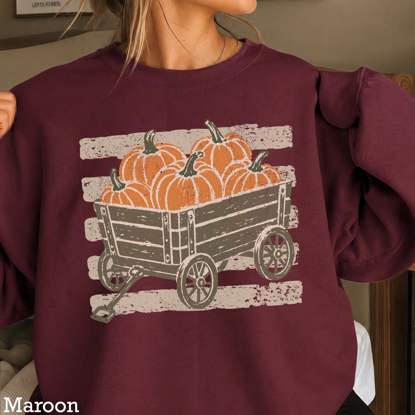 Pumpkin Wagon Fall Crewneck Sweatshirt