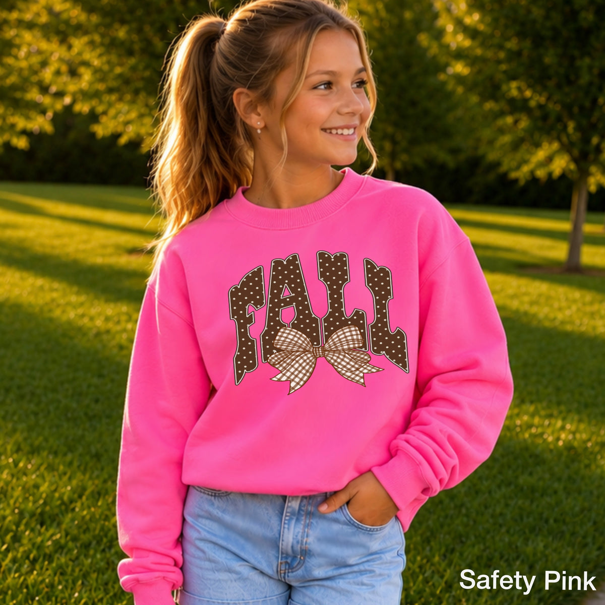 Fall Gingham Youth Crewneck Sweatshirt