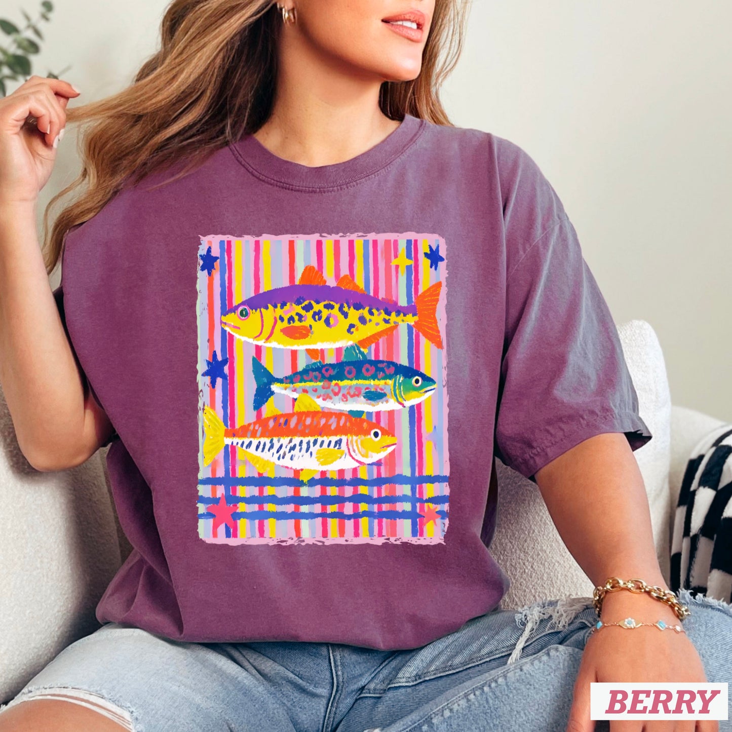 Preppy Fish Comfort Color Graphic Tee
