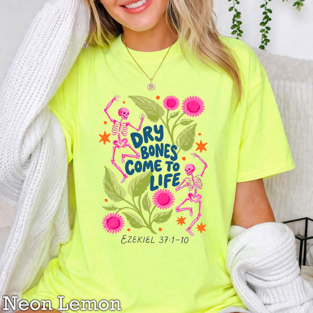 Dry Bones Come To Life Ezekiel 37 Navy Lettering Comfort Color Graphic Tee