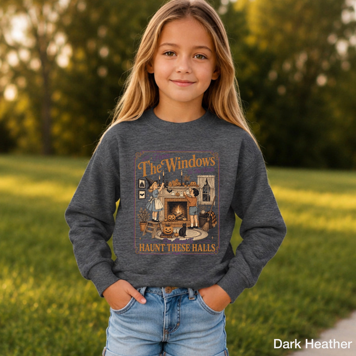 From The Windows To The Walls Halloween Youth Crewneck Sweatshirt