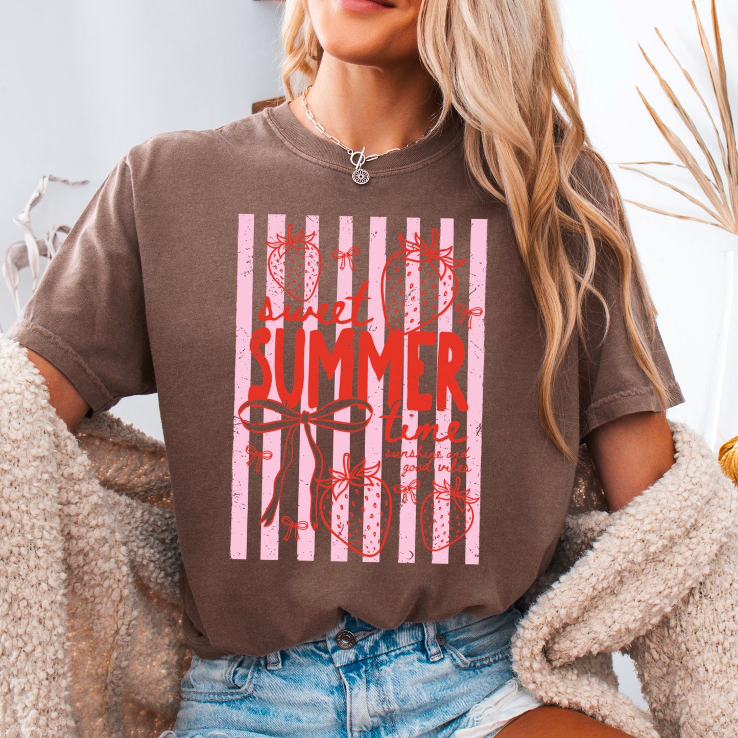 Sweet Summertime Strawberry Comfort Color Graphic Tee