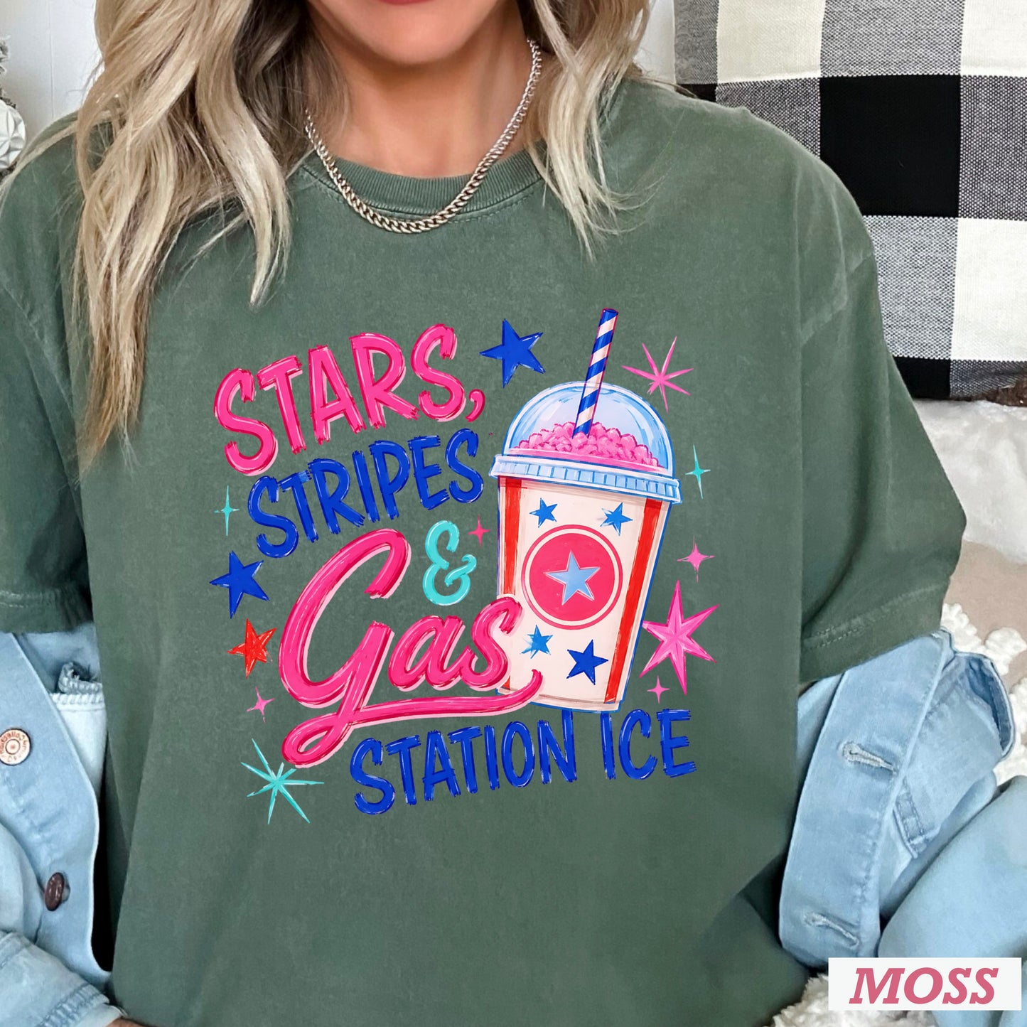Stars Stripes & Gas Station Ice Comfort Color Graphic Tee
