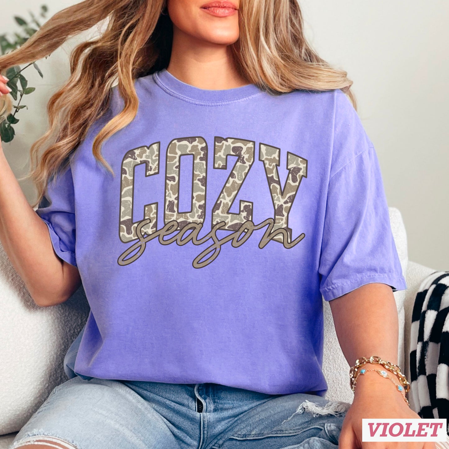 Camo Cozy Season Comfort Color Graphic Tee