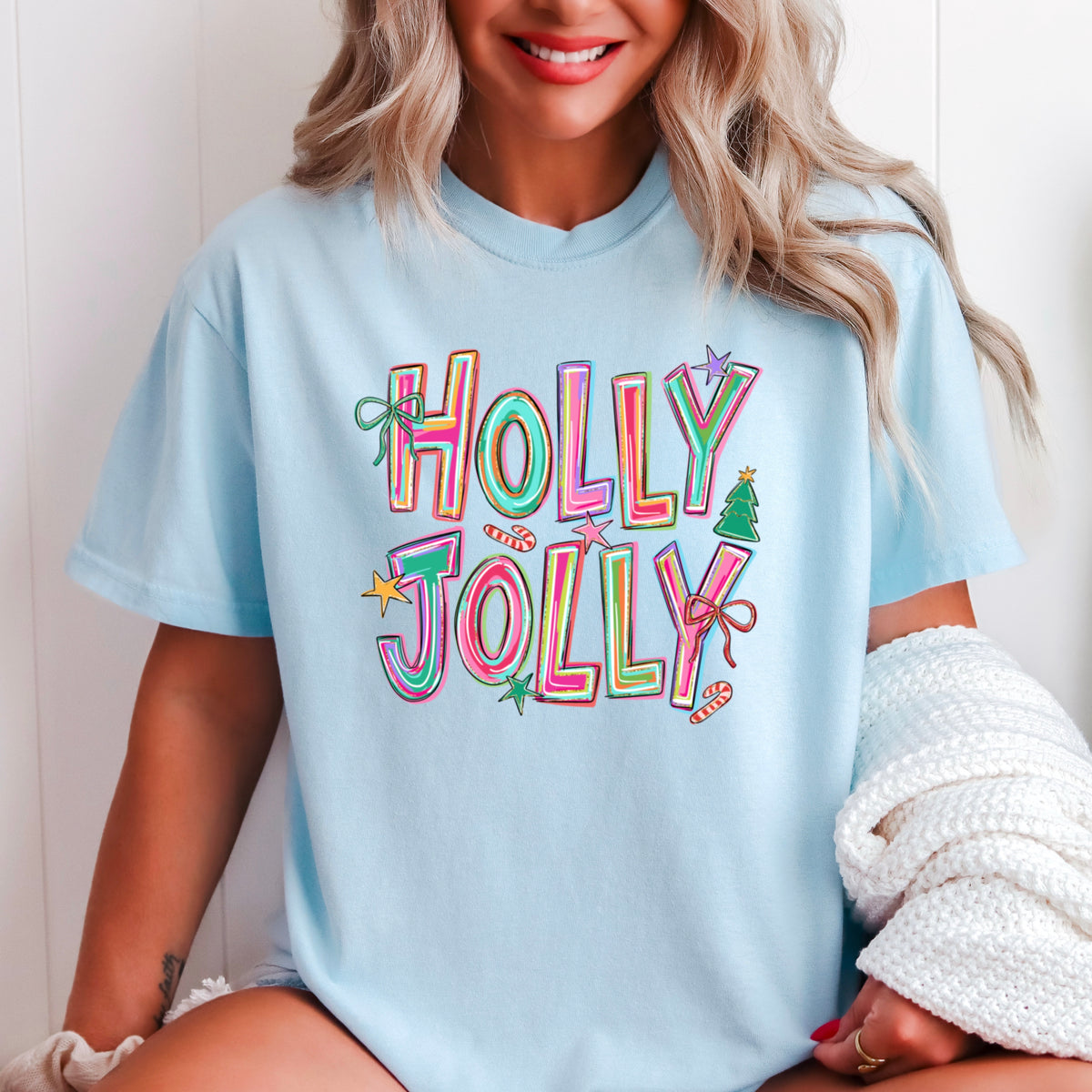 Holly Jolly Christmas Comfort Color Graphic Tee