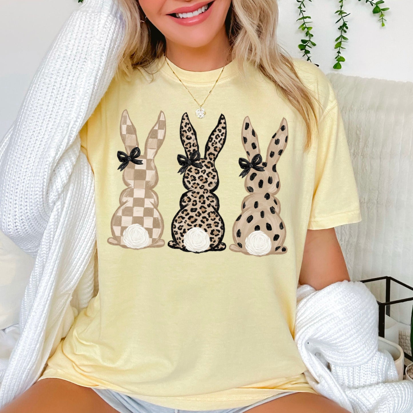 Easter Rabbit Trio Easter Comfort Color Graphic Tee