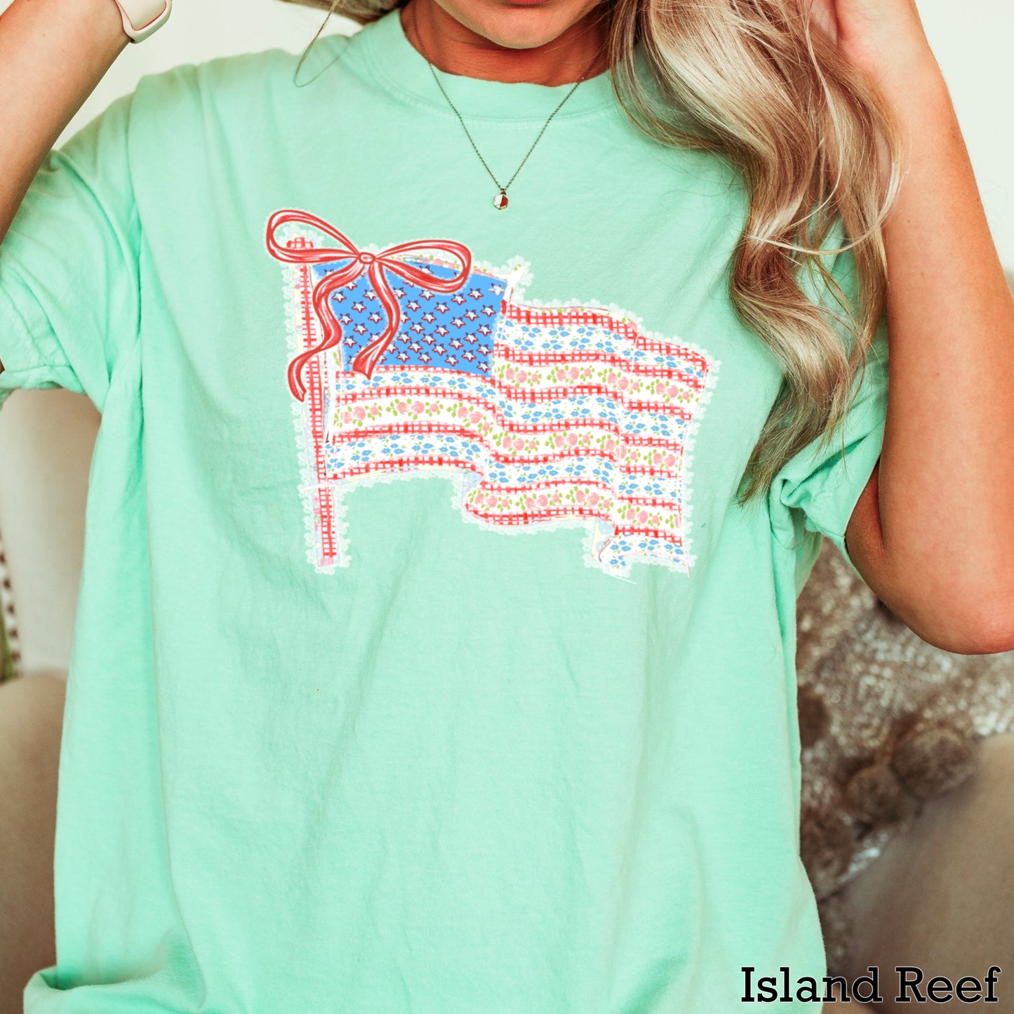 American Lace Flag Comfort Color Graphic Tee
