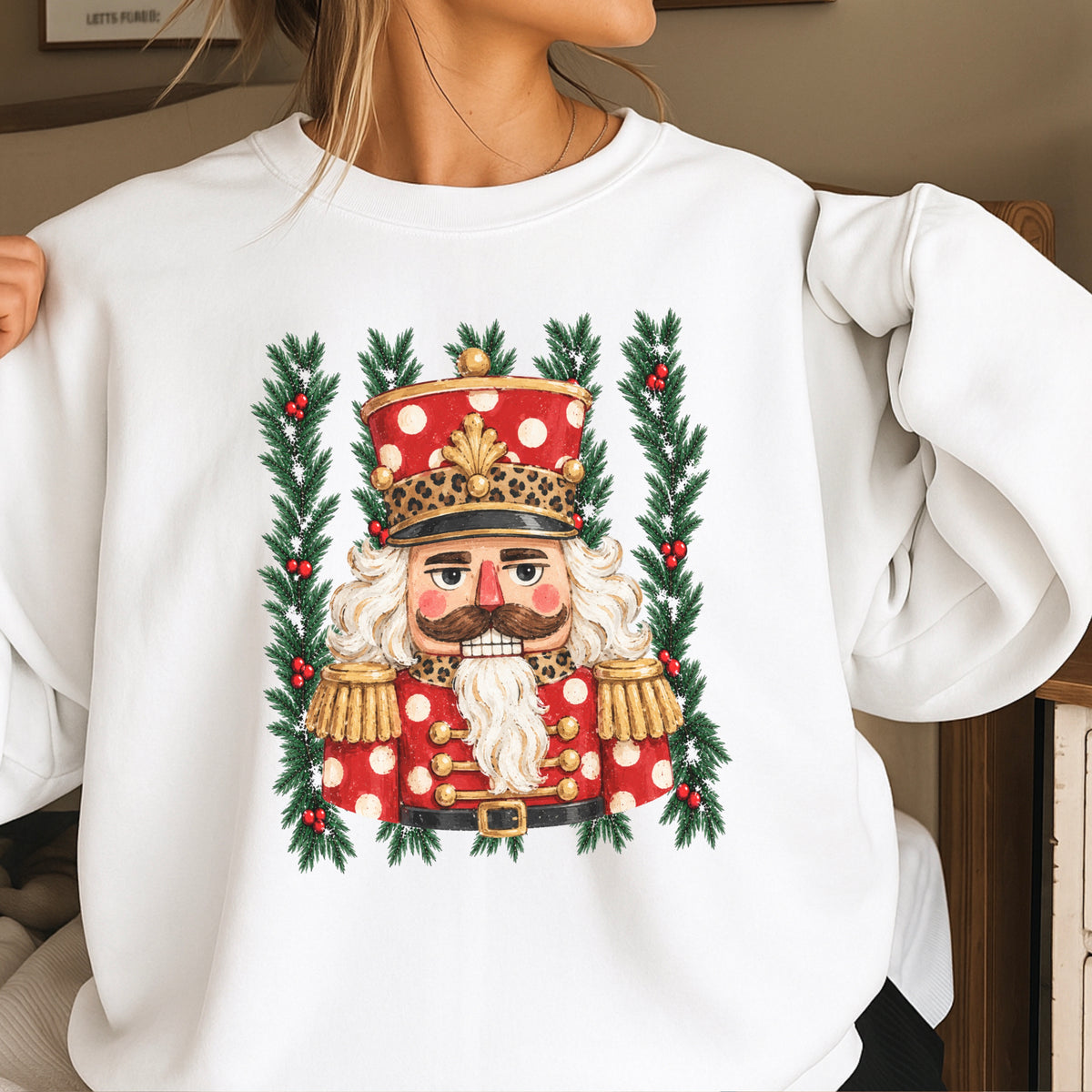 Preppy Nutcracker Christmas Crewneck Sweatshirt
