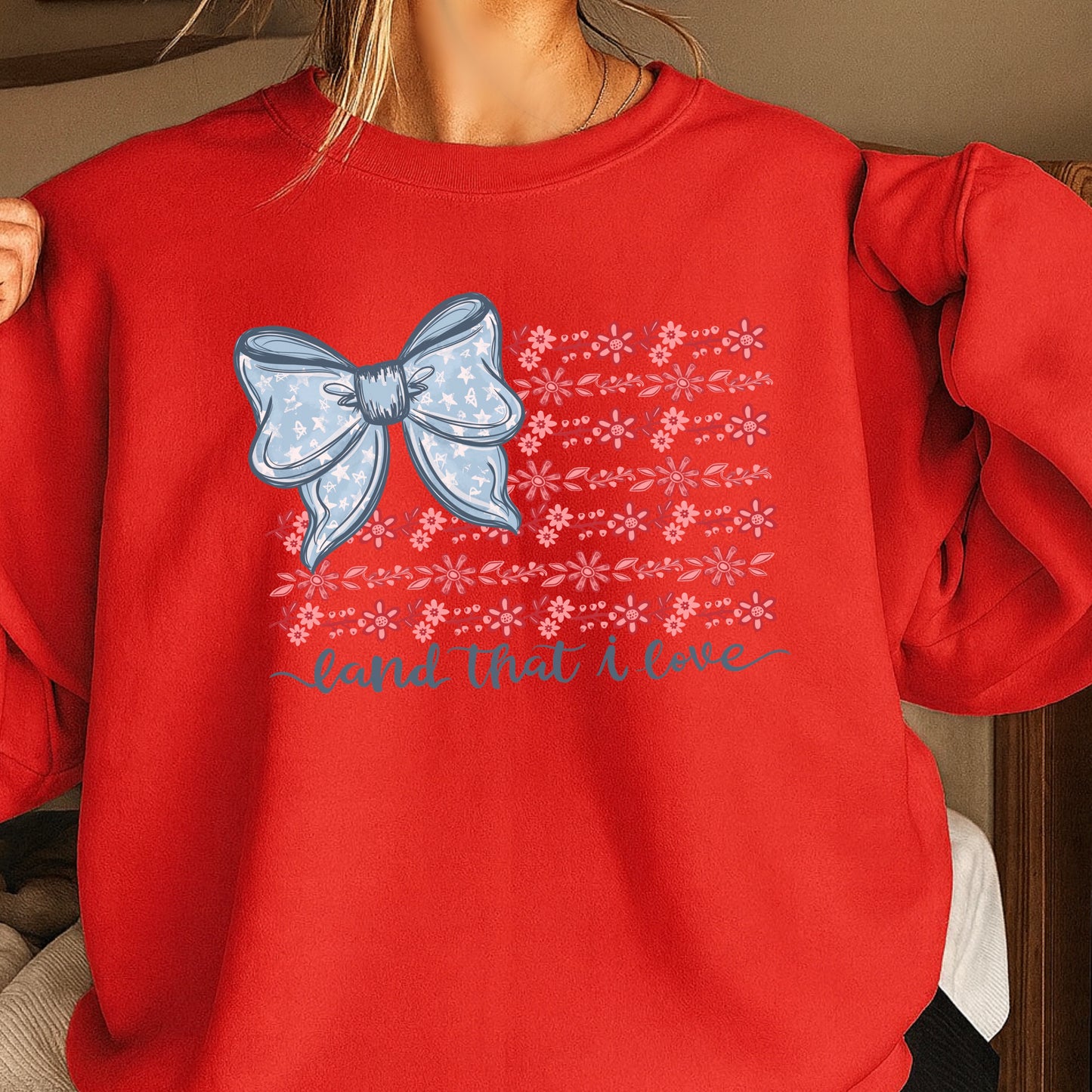 Land Of The Free Patriotic Crewneck Sweatshirt