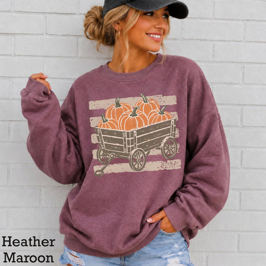 Pumpkin Wagon Fall Crewneck Sweatshirt