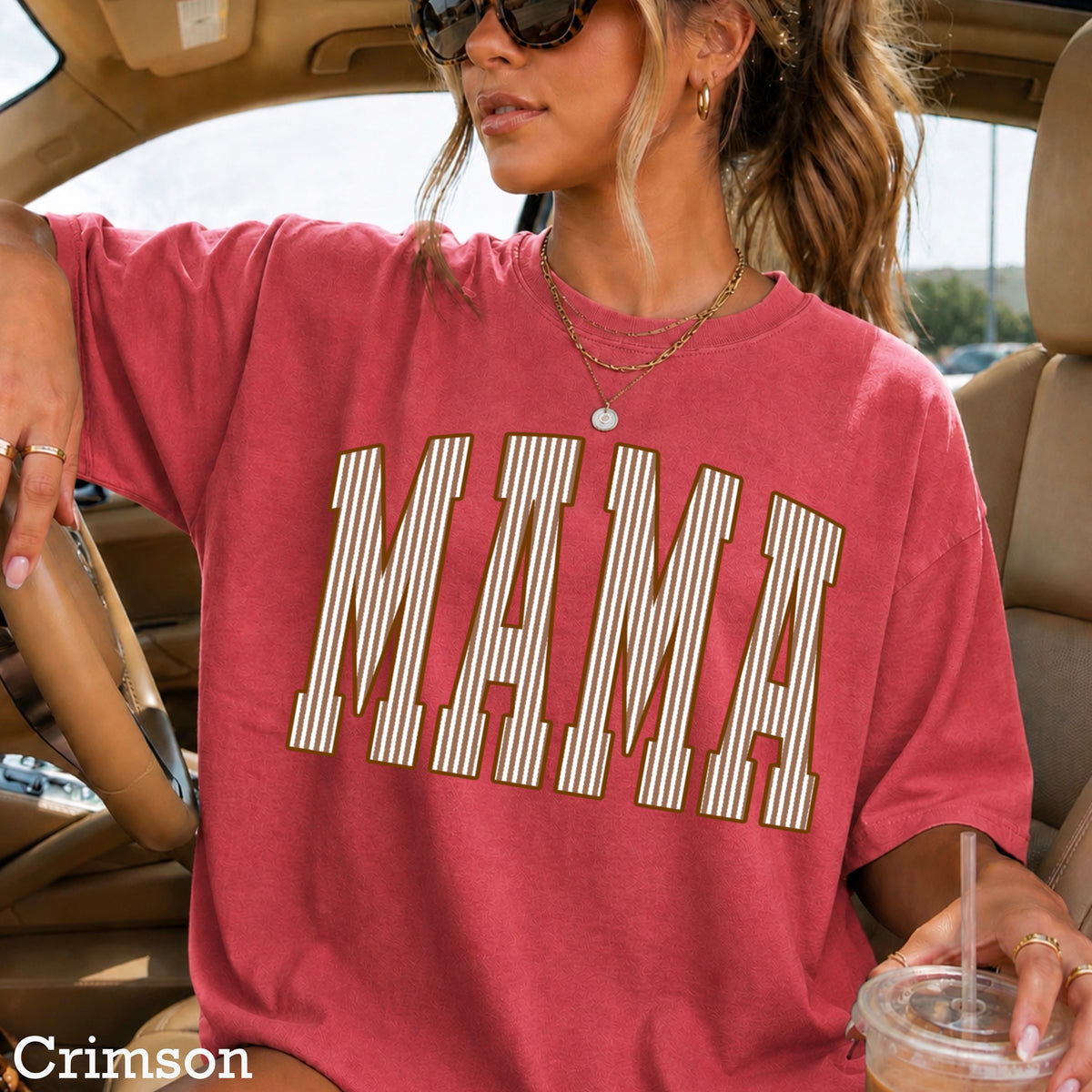 Mama Brown Seersucker Comfort Color Graphic Tee