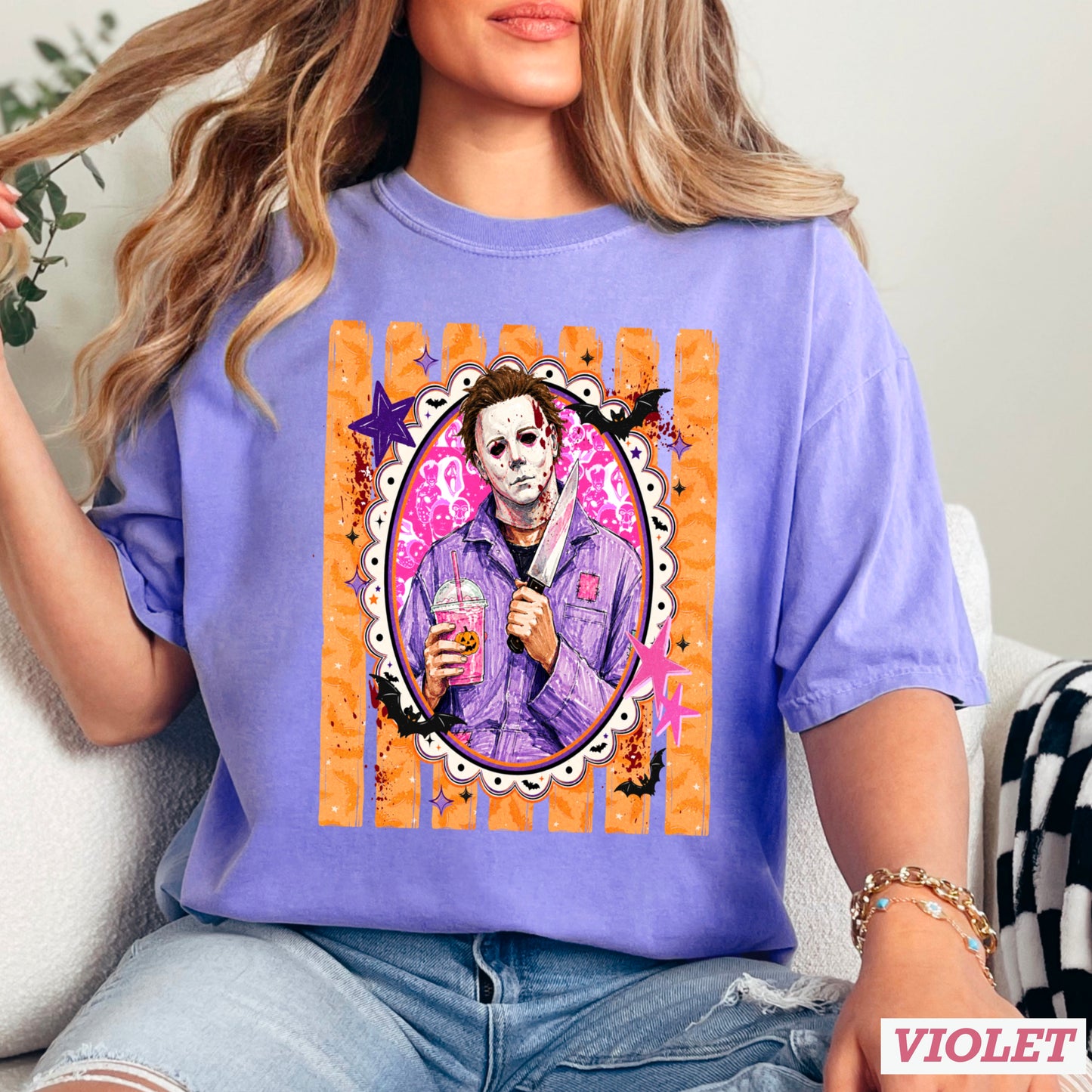 Horror Film Character Halloween Comfort Color Graphic Tee