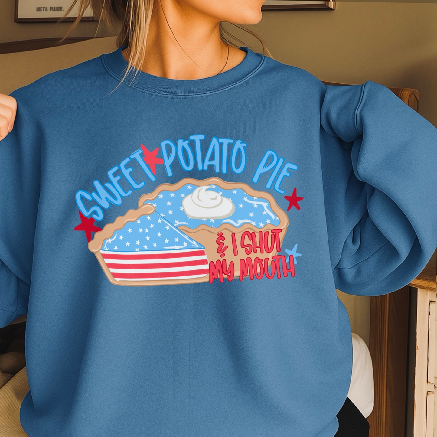 Sweet Potato Pie Patriotic Crewneck Sweatshirt