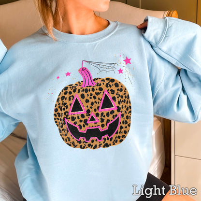 Leopard Pumpkin Halloween Crewneck Sweatshirt