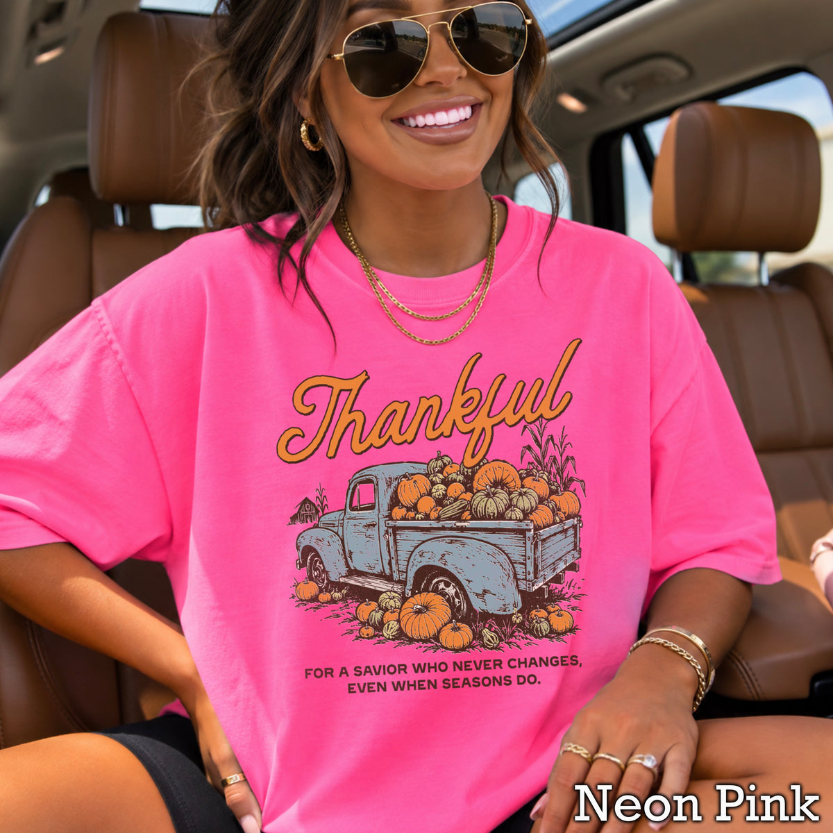 Thankful For A Savior Comfort Color Graphic Tee