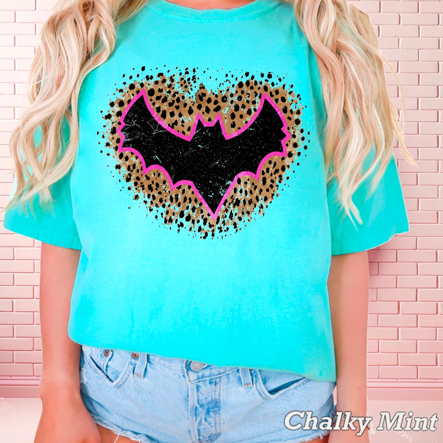 Leopard Bat Halloween Comfort Color Graphic Tee