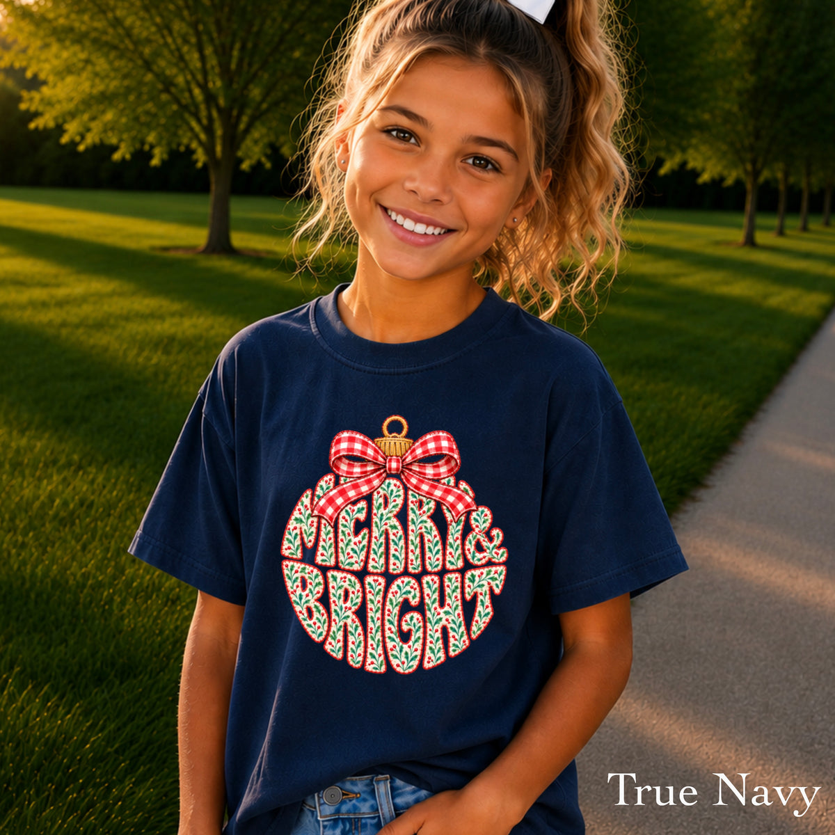 Merry & Bright Christmas Youth Comfort Color T-Shirt