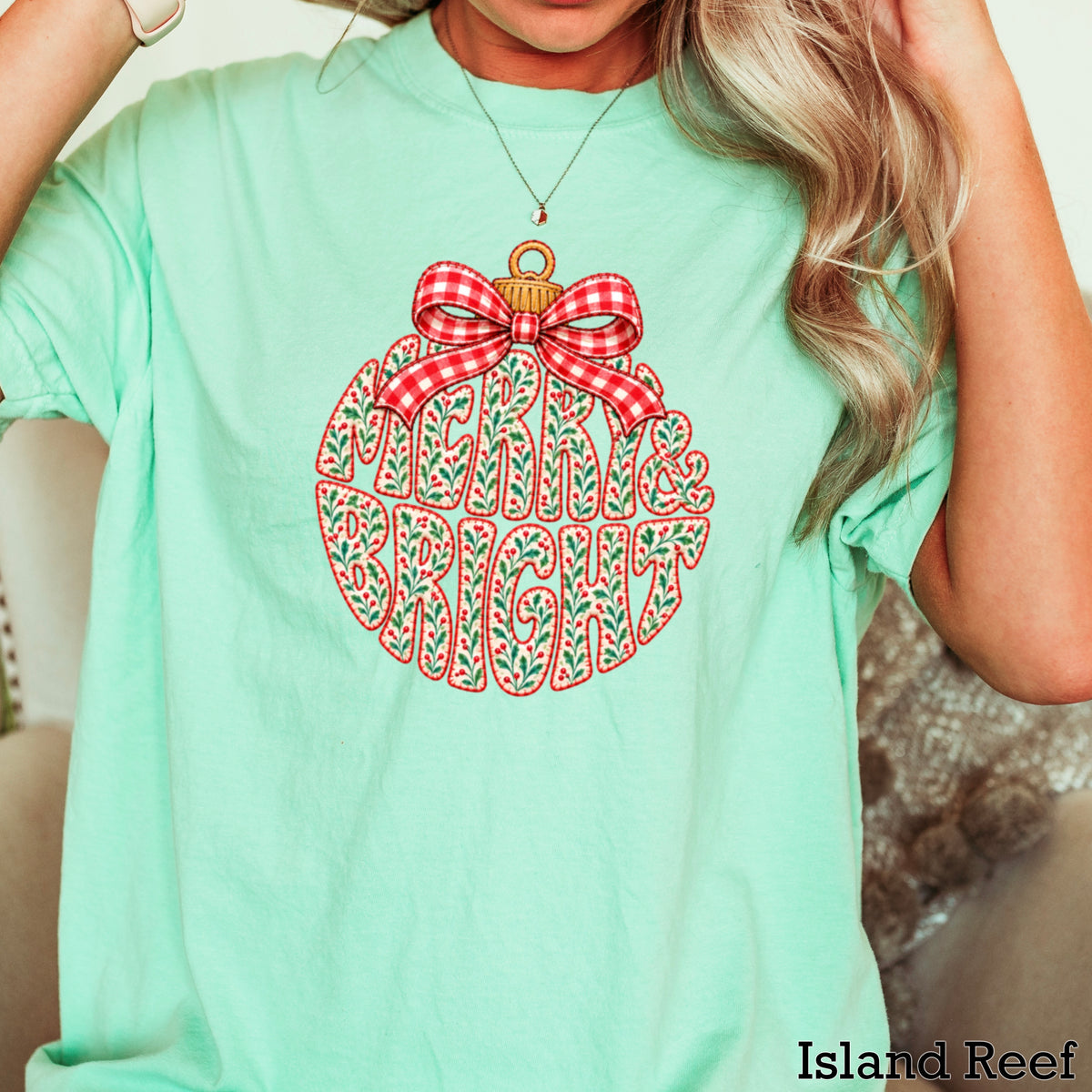Merry & Bright Christmas Comfort Color Graphic Tee
