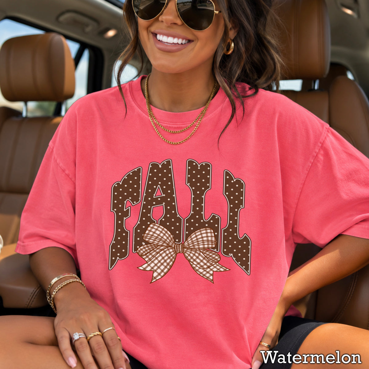 Fall Gingham Comfort Color Graphic Tee