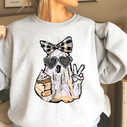 Preppy Ghost Halloween Crewneck Sweatshirt