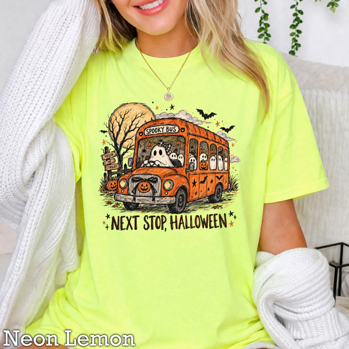 Next Stop Halloween Comfort Color Graphic Tee
