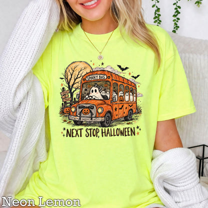 Next Stop Halloween Comfort Color Graphic Tee