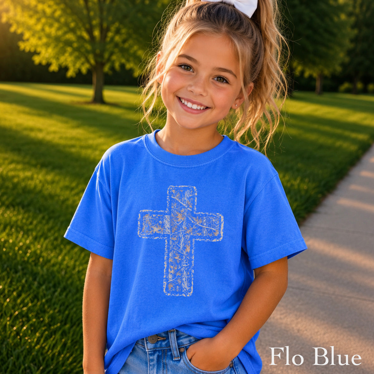 Camo Cross Christian Youth Comfort Color T-Shirt