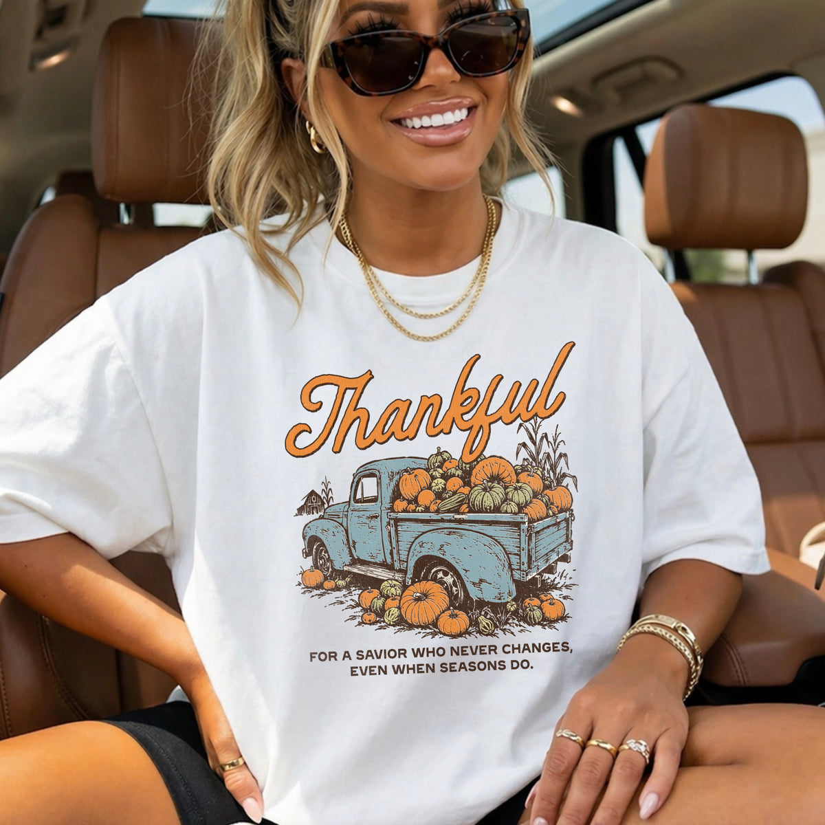 Thankful For A Savior Comfort Color Graphic Tee