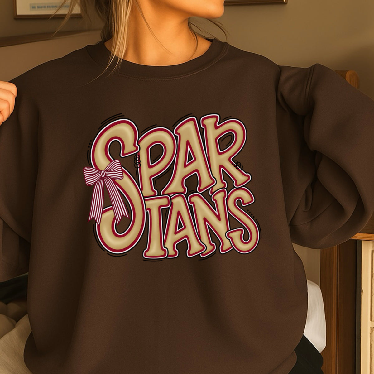Spartans Coquette Bow Crewneck Sweatshirt
