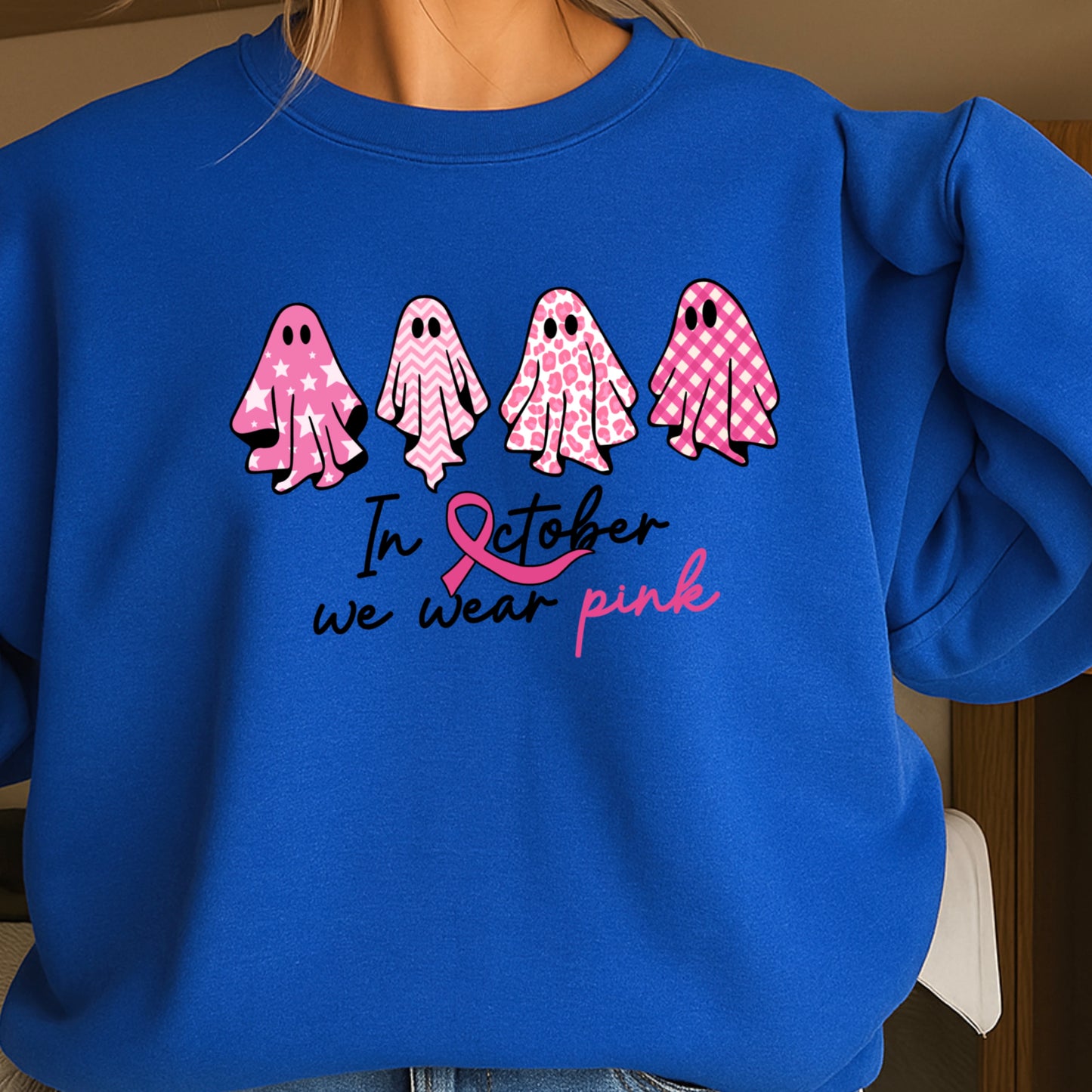 In October We Wear Pink Crewneck Sweatshirt