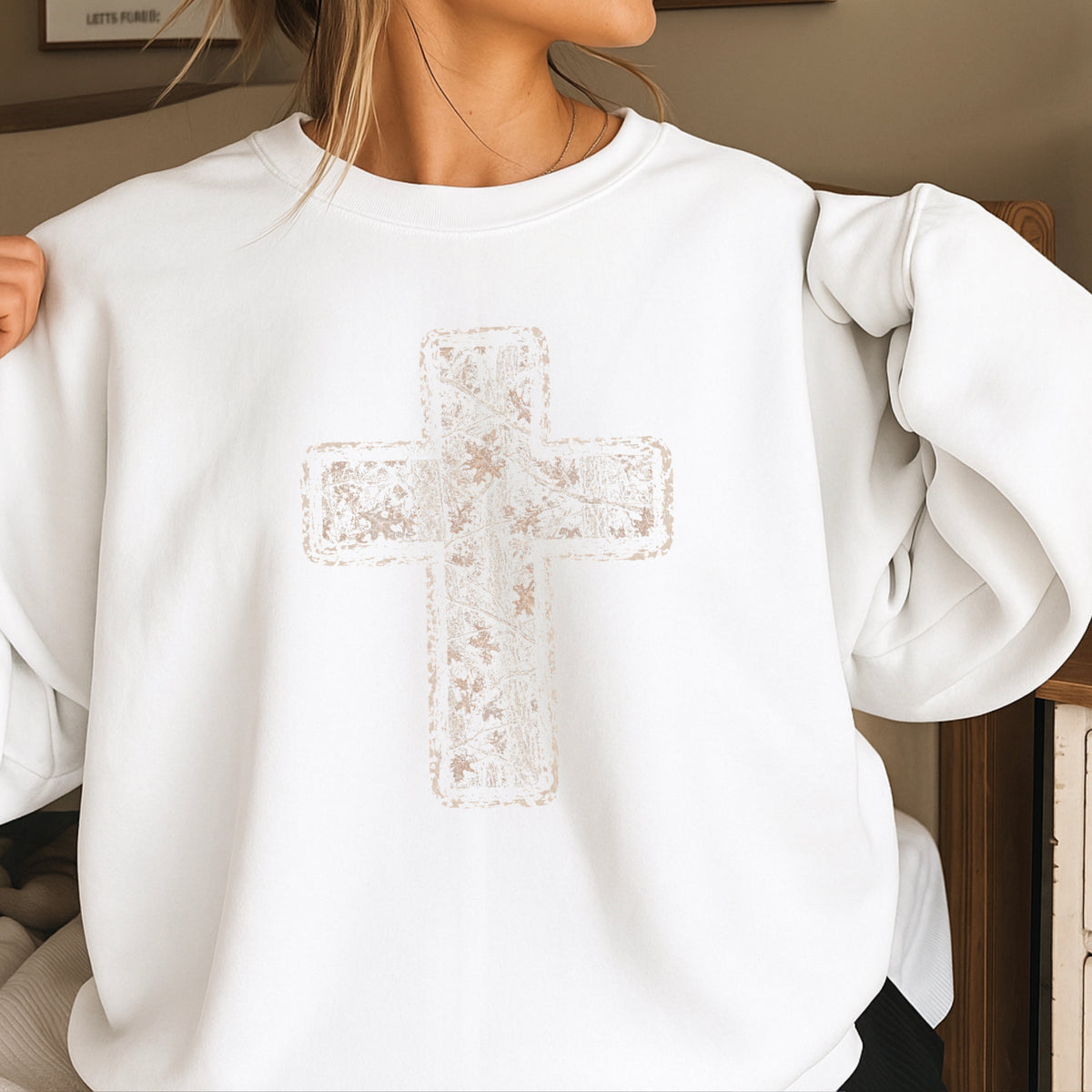 Camo Cross Christian Crewneck Sweatshirt