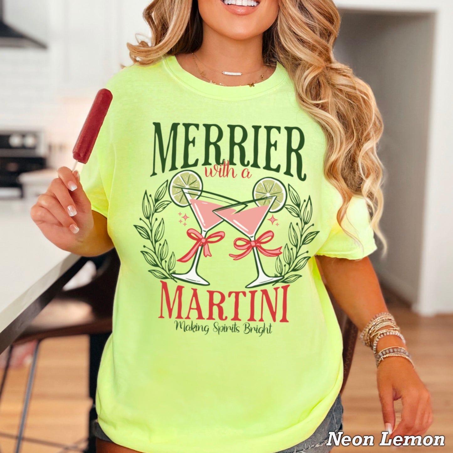 Merrier With A Martini  Comfort Color Graphic Tee
