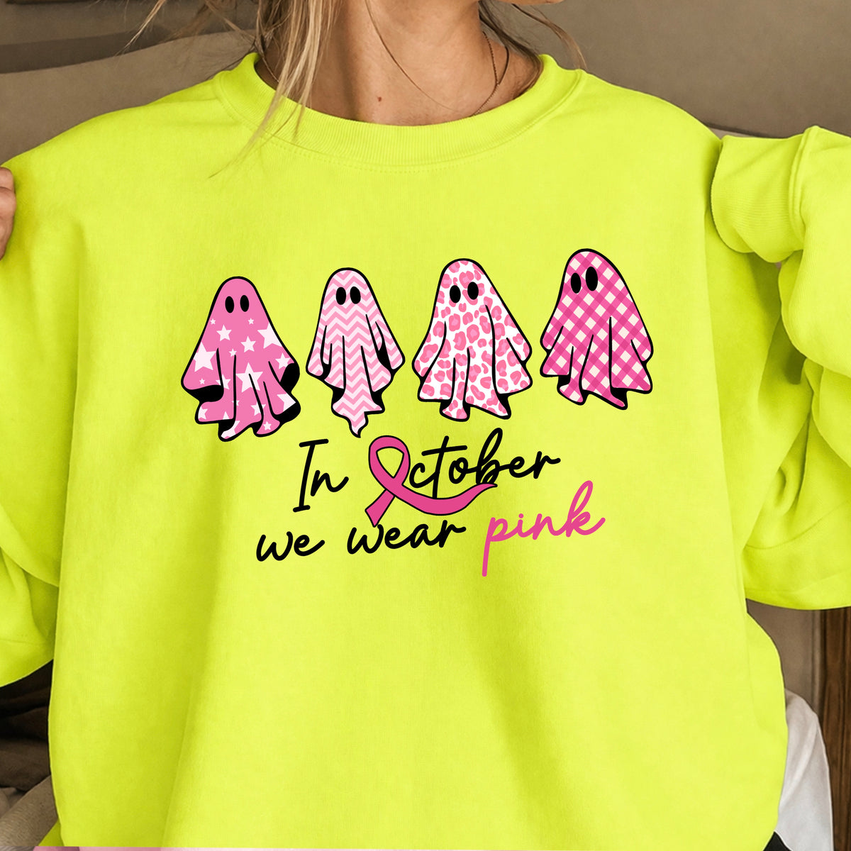 In October We Wear Pink Crewneck Sweatshirt