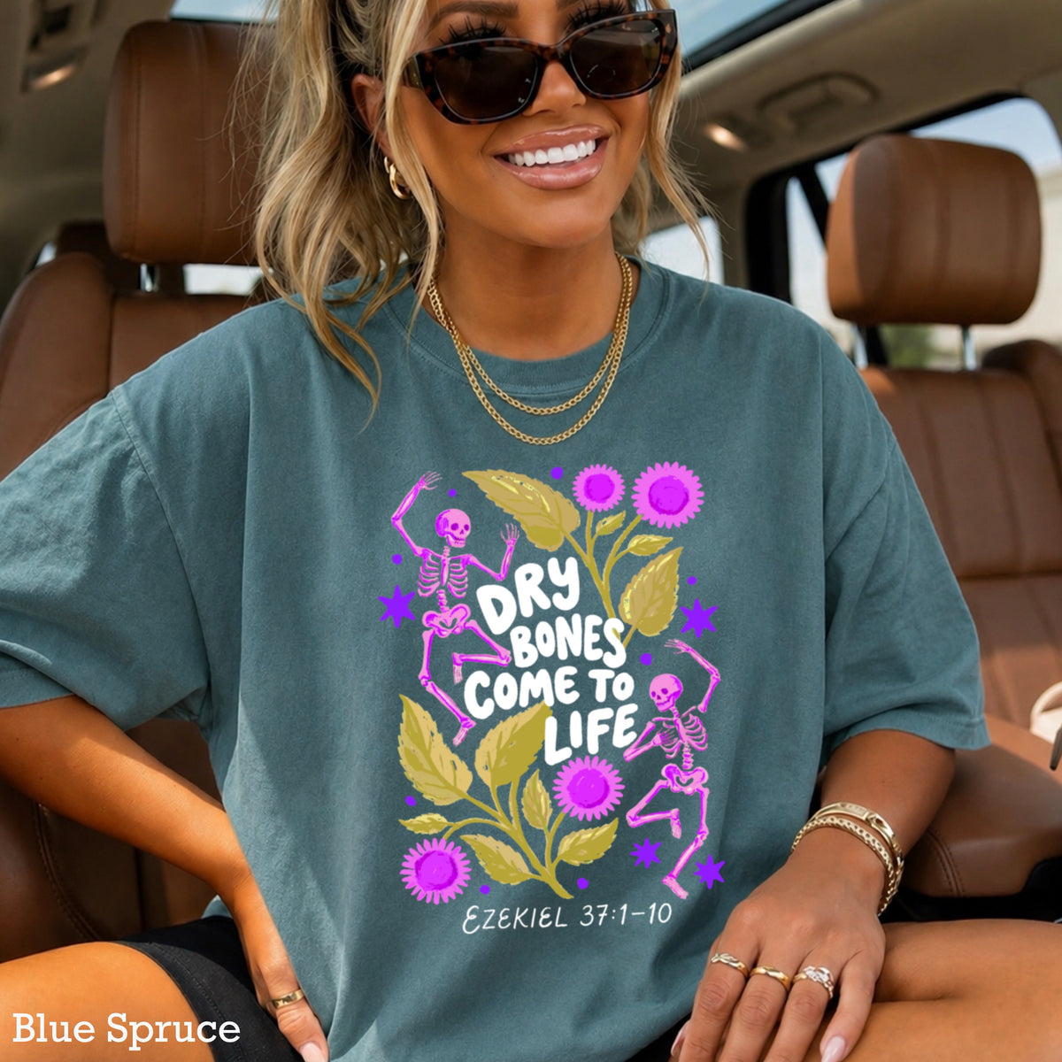 Dry Bones Come To Life Ezekiel 37 White Lettering Comfort Color Graphic Tee