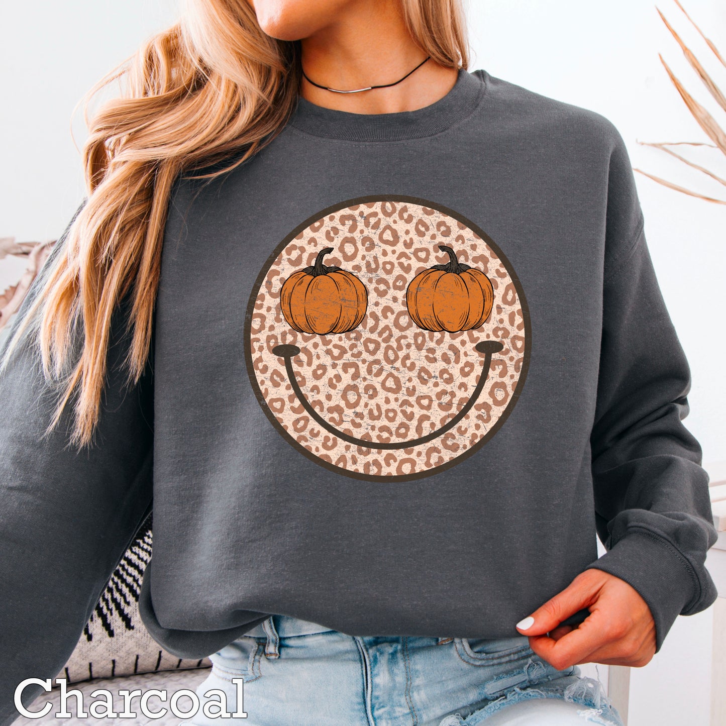 Leopard Face Pumpkin Crewneck Sweatshirt